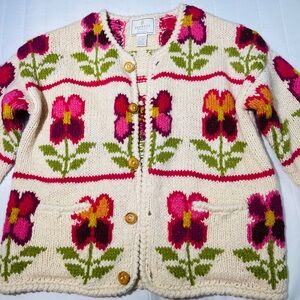 Express Cream Floral Knit Cardigan vintage